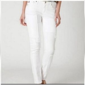 AG Adriano Goldschmied The Stevie Slim Straight White Patchwork Denim size 27
